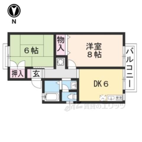 エンゼルハイム桂川(2DK/1階)の間取り写真
