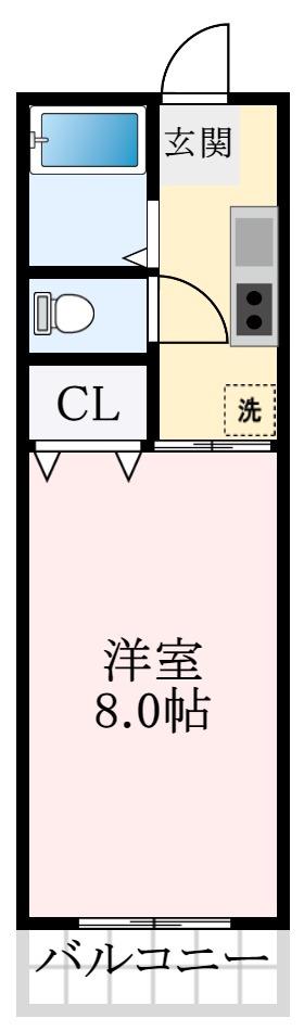 KSスクエア(1K/3階)の間取り写真