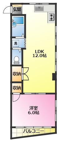 第2スエヒロハイツ(1LDK/2階)の間取り写真