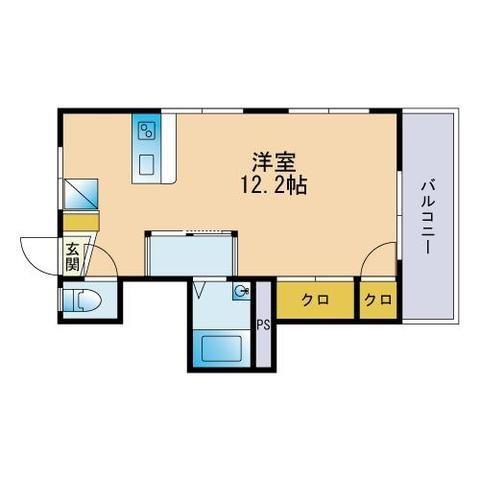 平野ビル(ワンルーム/2階)の間取り写真