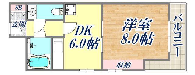 メゾン中町(1DK/2階)の間取り写真