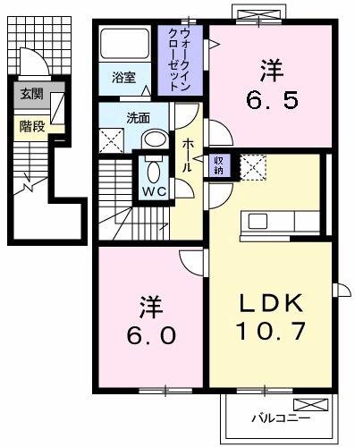 カーム・セイ II(2LDK/2階)の間取り写真
