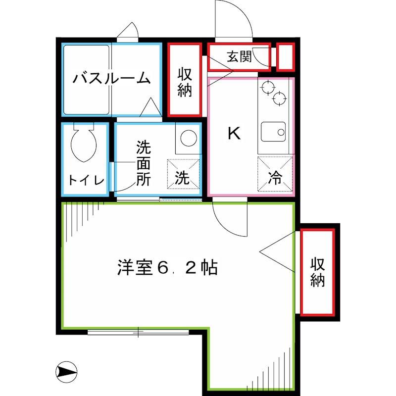 ブラン ET ノアール(1K/2階)の間取り写真