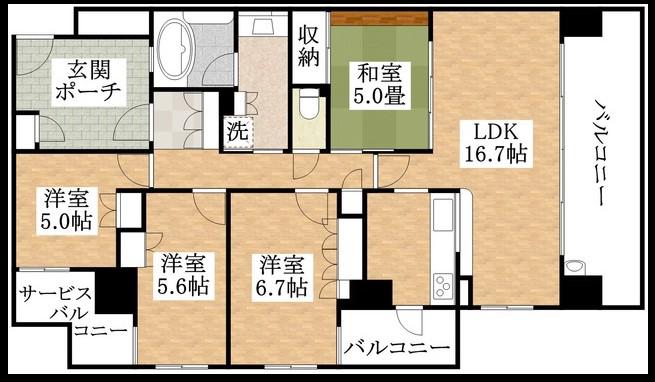 セントパークス平野公園(4LDK/7階)の間取り写真