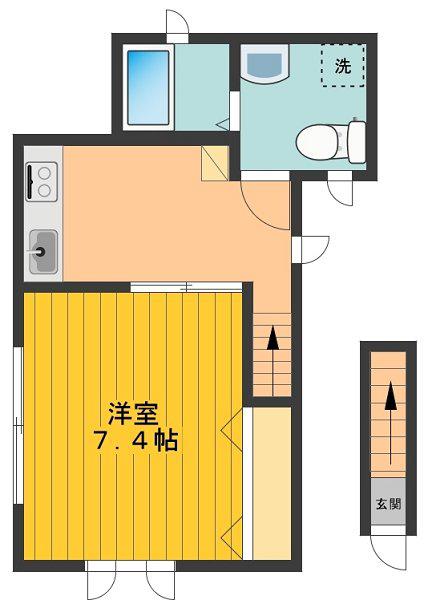 二ーエフ(1K/2階)の間取り写真