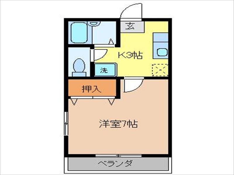 プラース宝木(1K/2階)の間取り写真
