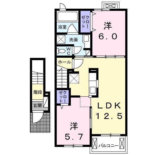 ポルトボヌール(2LDK/2階)の間取り写真