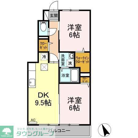 ローズコート・H(2DK/1階)の間取り写真