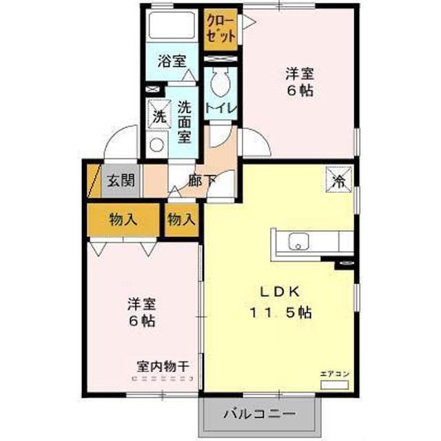 グランシャリオABC(2LDK/2階)の間取り写真