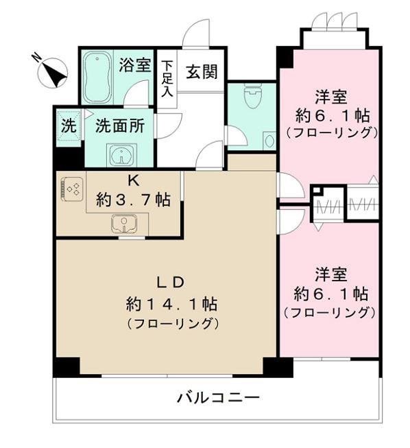 コリーヌ代官山(2LDK/4階)の間取り写真