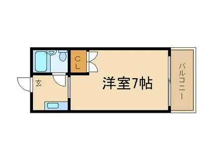 コーニッシュアビコII(1K/3階)の間取り写真