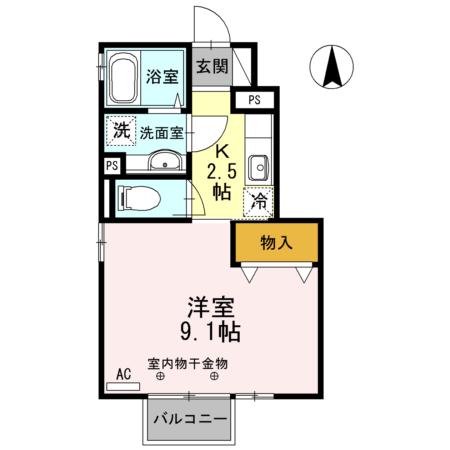 アベニュー川尻 B(1K/1階)の間取り写真