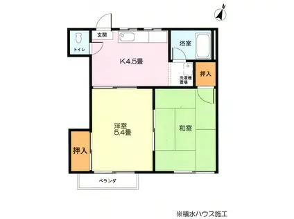 ホワイトハイムB(2K/2階)の間取り写真