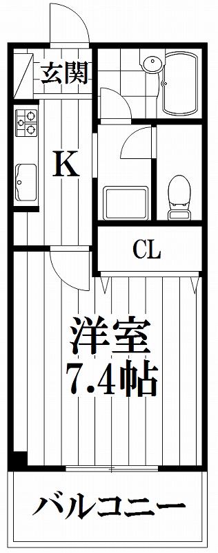 ディアハイム鴻池(1K/3階)の間取り写真