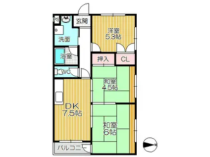 ハイツKTIII(3DK/2階)の間取り写真
