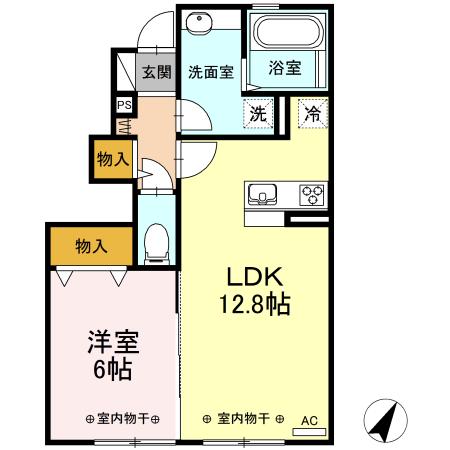 LUNE(1LDK/1階)の間取り写真