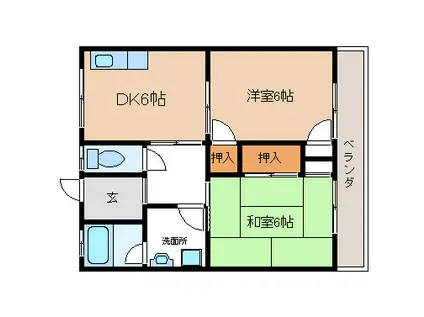 向日ハイツ(2DK/1階)の間取り写真