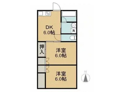 徳留アパート(2DK/2階)の間取り写真