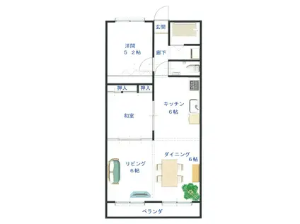 東カングランドマンション(2LDK/9階)の間取り写真