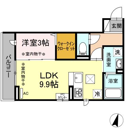 コートテラ 203(1LDK/2階)の間取り写真
