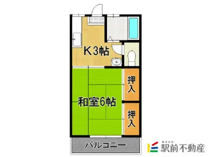 コーポカトー東佐賀 B棟(1K/2階)の間取り写真
