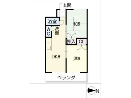 清風マンション(2DK/1階)の間取り写真