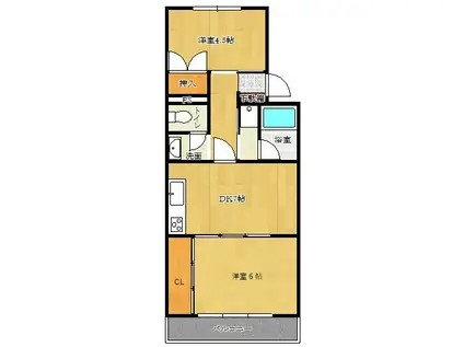 レジデンス五番館(2DK/2階)の間取り写真