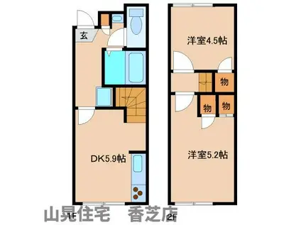 レオパレス21 備前香芝(2DK/1階)の間取り写真