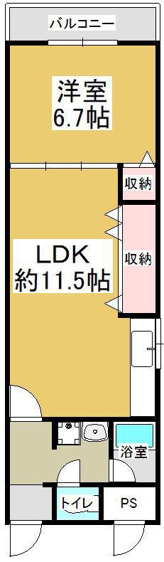 ニューハイム南巽(1LDK/3階)の間取り写真