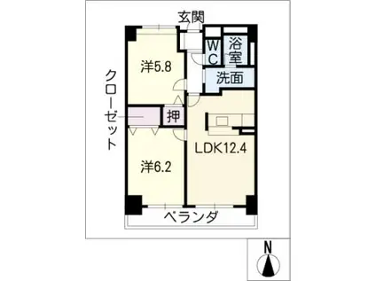 PARK COURT V(2LDK/5階)の間取り写真