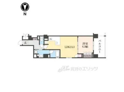 リーガル京都堀川中立売Ⅱ(1LDK/3階)の間取り写真