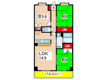 エテルノ・ディモーラー宝塚(3LDK/2階)の間取り写真