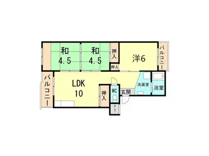 王塚台ハイツ(3LDK/3階)の間取り写真