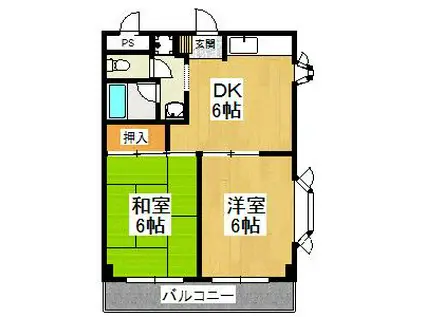 サンハイムMORI(2DK/1階)の間取り写真