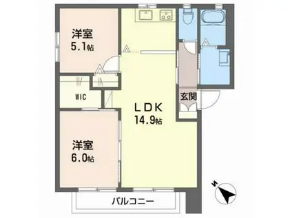 MEW HOUSE(2LDK/1階)の間取り写真