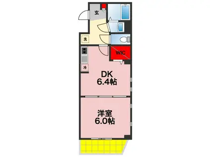 シエルブルー千葉中央(1DK/3階)の間取り写真