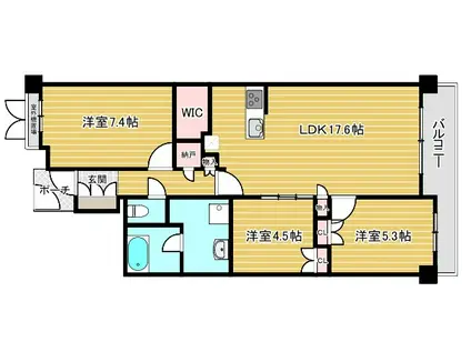 ザ・パークハウス住吉川(3LDK/4階)の間取り写真
