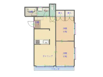 エクセリーヌマンション(2LDK/1階)の間取り写真