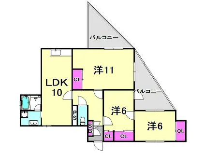 ロイヤルコート東園田(3LDK/1階)の間取り写真