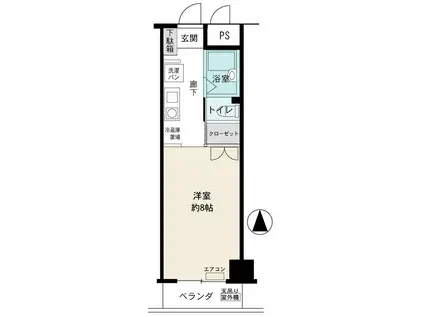 バンベール北川(1K/2階)の間取り写真