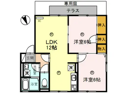 サニーハイツ田寺(2LDK/1階)の間取り写真