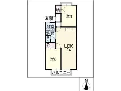 ノスタルジック岩崎台A棟(2LDK/2階)の間取り写真