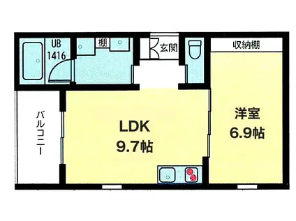 WELLNEST ROOM FORTUNA(1LDK/1階)の間取り写真