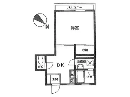 メゾンド山崎(1DK/2階)の間取り写真