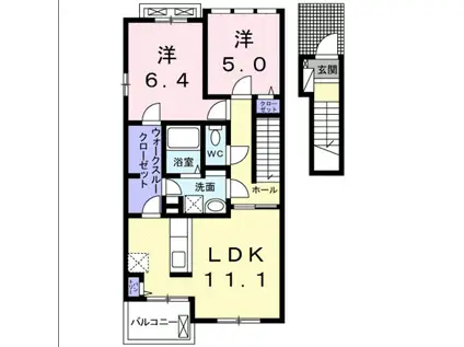 エレガンシア藍住A(2LDK/2階)の間取り写真