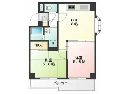 千本エレガンス(2DK/4階)の間取り写真