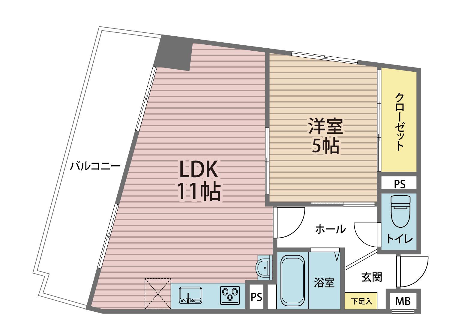 GSハイム新大阪(1LDK/6階)の間取り写真