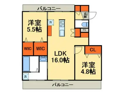 シャルマン柏の葉(2LDK/2階)の間取り写真