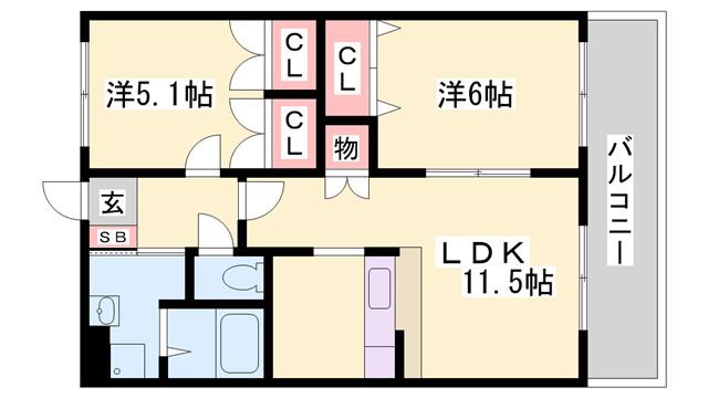 ライツェントパレス(2LDK/2階)の間取り写真
