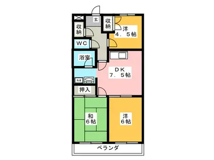 ルネッサンス小手指Ⅲ(3DK/2階)の間取り写真